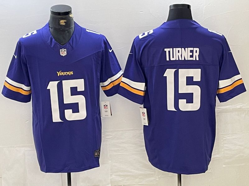 Men Minnesota Vikings #15 Turner Purple Three generations 2024 Nike Vapor F.U.S.E. Limited NFL Jersey->baltimore orioles->MLB Jersey